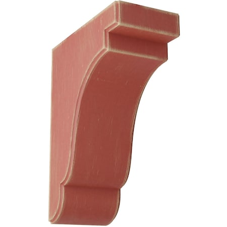 Ekena Millwork 3 1/2"W x 7 1/4"D x 9 1/2"H Bedford Wood Vintage Decor Bracket, Salvage Red BKTWD04X07X10BERD